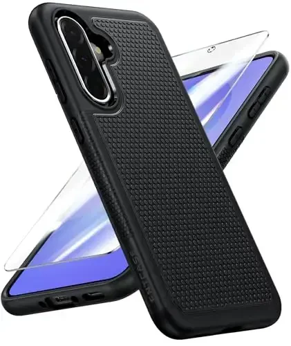 FNTCASE for Galaxy A36-5G Phone Case: Samsung A36 A56 5G Dual Layer Protective Heavy Duty Cover Shockproof Rugged with Non Slip Textured Back - Military Protection Bumper Tough 6.7 Inch (Black) - 1