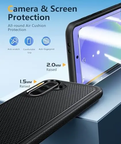 FNTCASE for Galaxy A36-5G Phone Case: Samsung A36 A56 5G Dual Layer Protective Heavy Duty Cover Shockproof Rugged with Non Slip Textured Back - Military Protection Bumper Tough 6.7 Inch (Black) 
