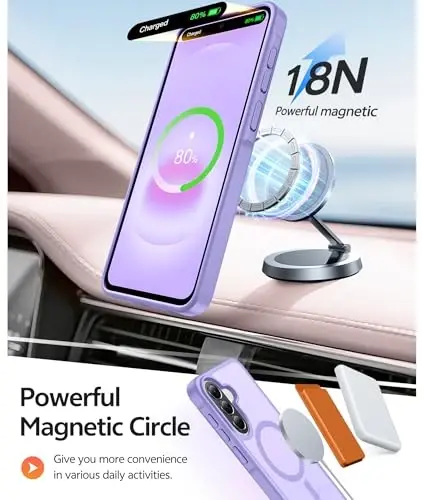 FNTCASE for Galaxy A37 5G Phone Case: Samsung A36 5G Case [Compatible with Magsafe] Matte Translucent [Screen Protector] Military Grade Protection for Samsung A37 & A36 Cases - Light Purple - 3
