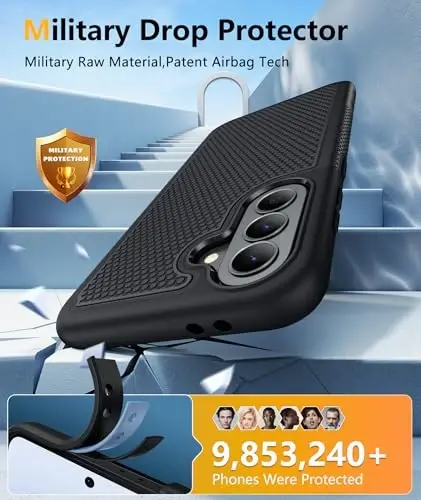 FNTCASE for Galaxy A37-5G Phone Case: Samsung Magnetic Cover [Fit for Magsafe] with Screen Protector, Anti-Slip Matte Textured, TPU+PC Dual Layer Shockproof, Military Grade Drop Protection (Black) - 5