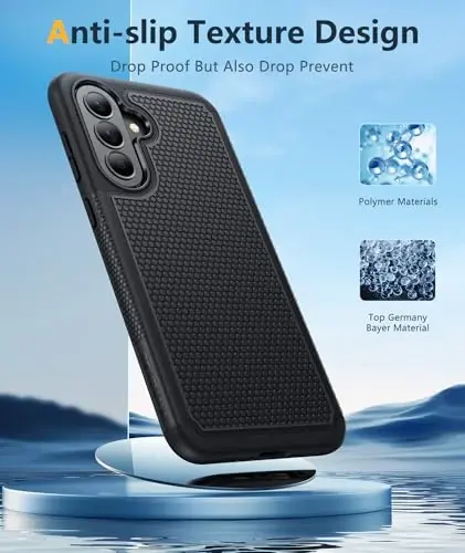 FNTCASE for Galaxy A37-5G Phone Case - Samsung Military Grade Drop Protection Cases, 14ft Drop Tested, Screen Protector Included, Anti-Slip Matte Textured, TPU+PC Dual Layer Shockproof Cover (Black) - 5