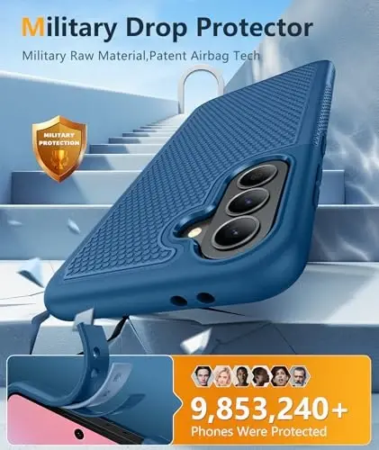 FNTCASE for Galaxy A37-5G Phone Case - Samsung Military Grade Drop Protection Cases, 14ft Drop Tested, Screen Protector Included, Anti-Slip Matte Textured, TPU+PC Dual Layer Shockproof Cover (Blue) - 3