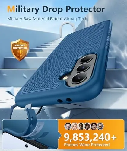 FNTCASE for Galaxy A37-5G Phone Case - Samsung Military Grade Drop Protection Cases, 14ft Drop Tested, Screen Protector Included, Anti-Slip Matte Textured, TPU+PC Dual Layer Shockproof Cover (Blue) - 4