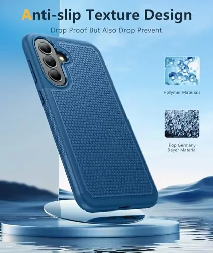 FNTCASE for Galaxy A37-5G Phone Case - Samsung Military Grade Drop Protection Cases, 14ft Drop Tested, Screen Protector Included, Anti-Slip Matte Textured, TPU+PC Dual Layer Shockproof Cover (Blue) - 5