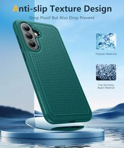 FNTCASE for Galaxy A37-5G Phone Case - Samsung Military Grade Drop Protection Cases, 14ft Drop Tested, Screen Protector Included, Anti-Slip Matte Textured, TPU+PC Dual Layer Shockproof Cover (Green) - 5