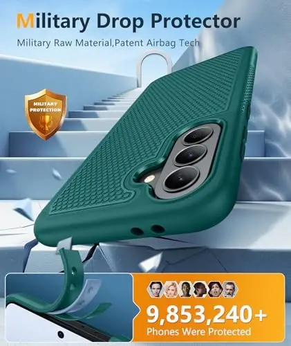 FNTCASE for Galaxy A37-5G Phone Case - Samsung Military Grade Drop Protection Cases, 14ft Drop Tested, Screen Protector Included, Anti-Slip Matte Textured, TPU+PC Dual Layer Shockproof Cover (Green) - 4
