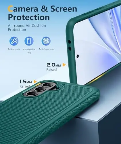 FNTCASE for Galaxy A37-5G Phone Case - Samsung Military Grade Drop Protection Cases, 14ft Drop Tested, Screen Protector Included, Anti-Slip Matte Textured, TPU+PC Dual Layer Shockproof Cover (Green) - 6