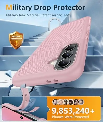 FNTCASE for Galaxy A37-5G Phone Case - Samsung Military Grade Drop Protection Cases, 14ft Drop Tested, Screen Protector Included, Anti-Slip Matte Textured, TPU+PC Dual Layer Shockproof Cover (Pink) - 4