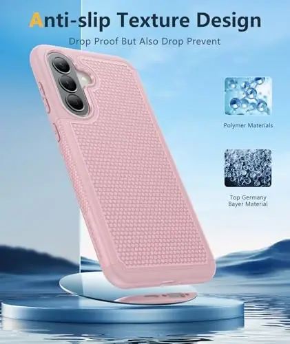 FNTCASE for Galaxy A37-5G Phone Case - Samsung Military Grade Drop Protection Cases, 14ft Drop Tested, Screen Protector Included, Anti-Slip Matte Textured, TPU+PC Dual Layer Shockproof Cover (Pink) - 5