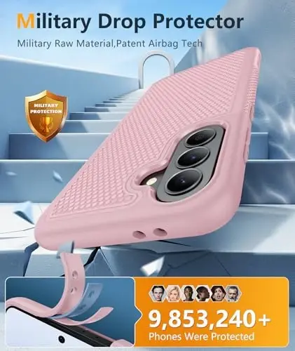 FNTCASE for Galaxy A37-5G Phone Case - Samsung Military Grade Drop Protection Cases, 14ft Drop Tested, Screen Protector Included, Anti-Slip Matte Textured, TPU+PC Dual Layer Shockproof Cover (Pink) - 4