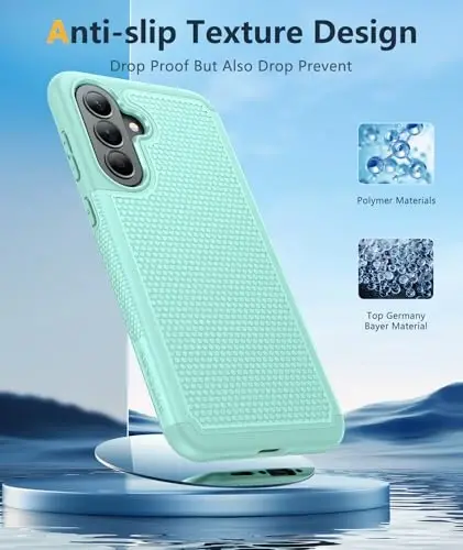 FNTCASE for Galaxy A37-5G Phone Case - Samsung Military Grade Drop Protection Cases, 14ft Drop Tested, Screen Protector Included, Anti-Slip Textured, TPU+PC Dual Layer Shockproof Cover (Mint Green) - 5