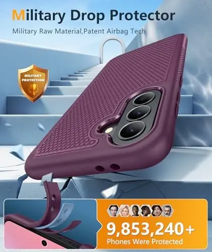 FNTCASE for Galaxy A37-5G Phone Case - Samsung Military Grade Drop Protection Cover, 14ft Drop Tested, Screen Protector Included, Anti-Slip Textured, TPU+PC Dual Layer Shockproof (Burgundy Purple) - 3