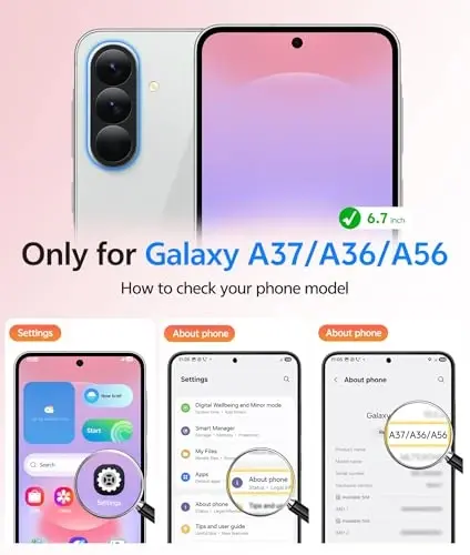 FNTCASE for Galaxy A37 5G Telefon G‘ilofi: Samsung A36 5G G‘ilofi [Magsafe bilan mos keladi] Mat Shaffof [Ekran Himoyachisi] Samsung A37 va A36 G‘iloflari uchun Harbiy Darajadagi Himoya - Och Pushti - FNTCASE (1)