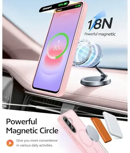 FNTCASE for Galaxy A37 5G Telefon G‘ilofi: Samsung A36 5G G‘ilofi [Magsafe bilan mos keladi] Mat Shaffof [Ekran Himoyachisi] Samsung A37 va A36 G‘iloflari uchun Harbiy Darajadagi Himoya - Och Pushti - 3