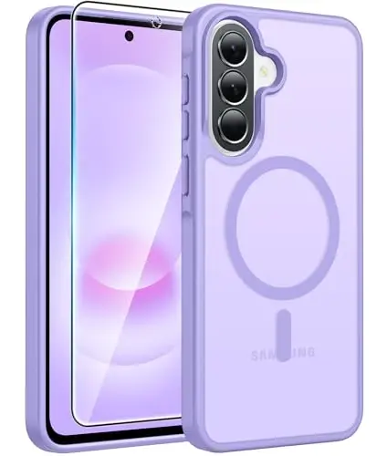 FNTCASE for Galaxy A37 5G Phone Case: Samsung A36 5G Case [Compatible with Magsafe] Matte Translucent [Screen Protector] Military Grade Protection for Samsung A37 & A36 Cases - Light Purple - 1