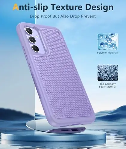 FNTCASE for Galaxy A54-5G Phone Case: Samsung Dual Layer Non Slip Cover | With Screen Protector, Military Grade Shockproof Drop Protection, Matte Textured Protective Cases for Daily Use, Light Purple - 5