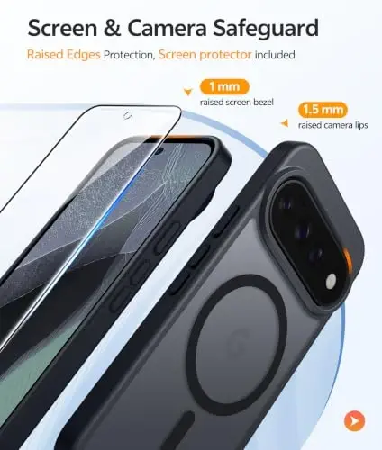 FNTCASE for Google 11/11 Pro Case, Compatible with Magsafe Black | Screen Protector, Translucent Matte, 14FT Military Grade Drop Protection, Shockproof Protective Phone Cover, Black - 3