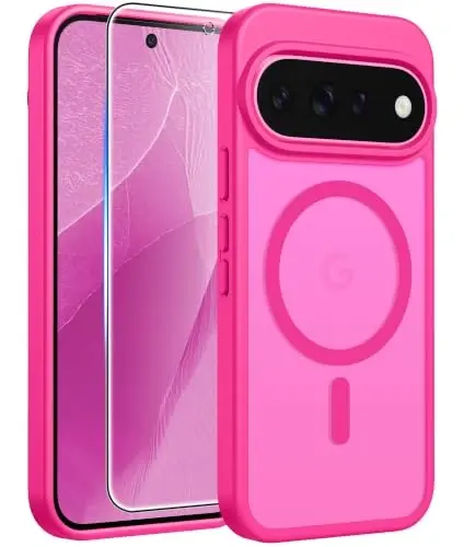 FNTCASE for Google 11/11 Pro Case, Compatible with Magsafe Hot Pink | Screen Protector, Translucent Matte, 14FT Military Grade Drop Protection, Shockproof Protective Phone Cover, Hot Pink - FNTCASE