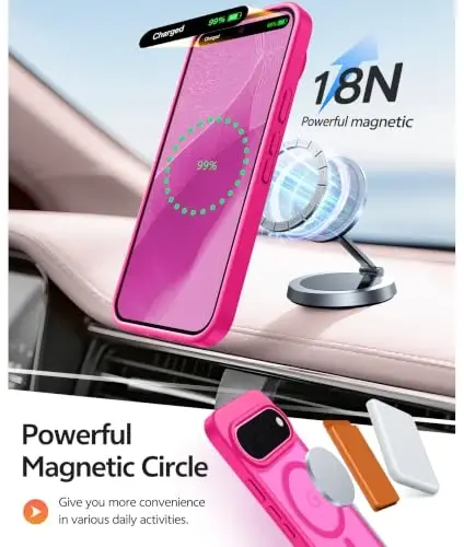 FNTCASE for Google 11/11 Pro Case, Compatible with Magsafe Hot Pink | Screen Protector, Translucent Matte, 14FT Military Grade Drop Protection, Shockproof Protective Phone Cover, Hot Pink - FNTCASE (1)