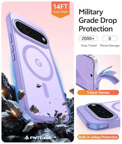 FNTCASE for Google 11/11 Pro Case, Compatible with Magsafe Light Purple | Screen Protector, Translucent Matte, 14FT Military Grade Drop Protection, Shockproof Protective Phone Cover, Light Purple - 5