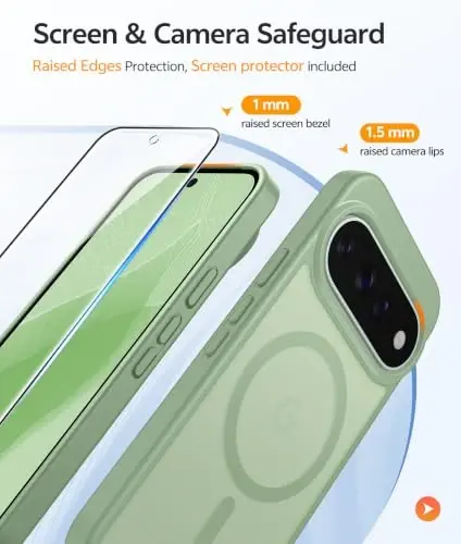 FNTCASE for Google 11/11 Pro Case, Compatible with Magsafe | Screen Protector, Translucent Matte, 14FT Military Grade Drop Protection, Shockproof Protective Phone Cover, Light Moss - 3