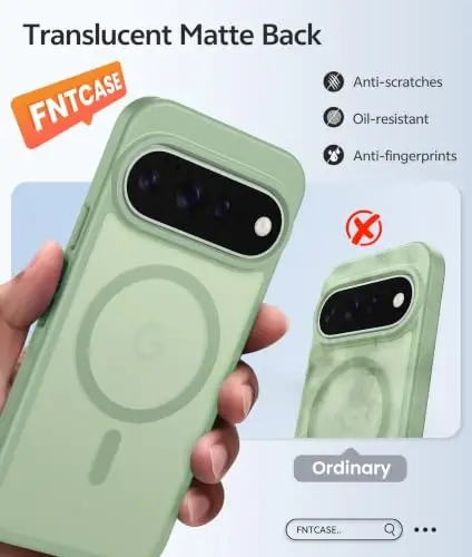 FNTCASE for Google 11/11 Pro Case, Compatible with Magsafe | Screen Protector, Translucent Matte, 14FT Military Grade Drop Protection, Shockproof Protective Phone Cover, Light Moss - 6