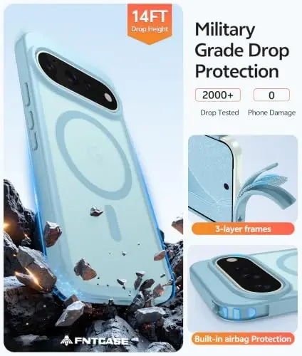 FNTCASE for Google 11/11 Pro Case, Compatible with Magsafe Teal | Screen Protector, Translucent Matte, 14FT Military Grade Drop Protection, Shockproof Protective Phone Cover, Teal - 5