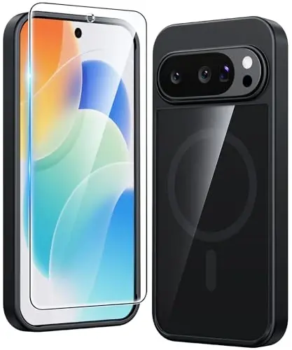 FNTCASE for Google Pixel 10 Case: Pixel 10 Pro Case Google 9/9 Pro Magnetic Clear Slim PhoneCase | Anti-Drop Shockproof Scratch Protective Thin Transparent Crystal Cell Phone Cover(Black) - 1