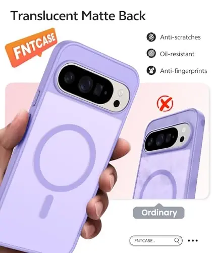 FNTCASE for Google Pixel 10 / Pixel 10 Pro Case, Compatible with Magsafe | Screen Protector, Translucent Matte, 14FT Military Grade Drop Protection, Shockproof Protective Phone Cover, Light Purple 