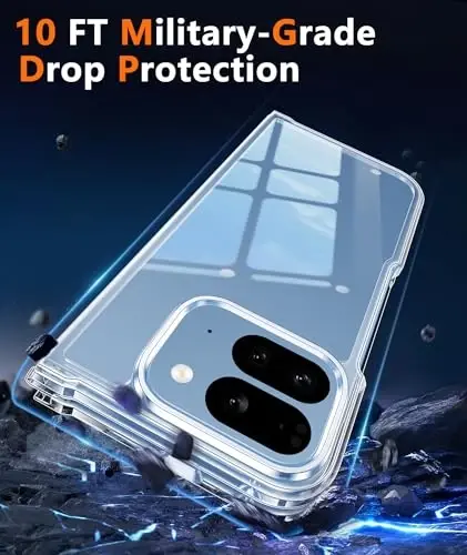 FNTCASE for Google Pixel 10-Pro-Fold Case: for Pixel 10-Pro-Fold Military Grade Drop Protection Anti Yellowing Cell Phone Cover - Transparent Protective Rugged Shockproof Phonecase, Clear - 3