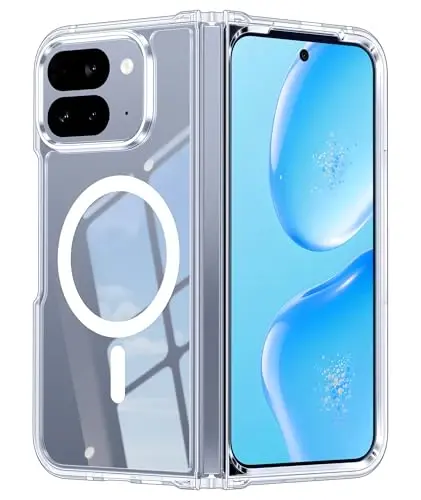 FNTCASE for Google Pixel 10-Pro-Fold Case: Magnetic Clear Military Grade Shockproof Anti Yellowing Slim Phone Cover, Protective Rugged Case for Pixel 10 Pro Fold, Clear 