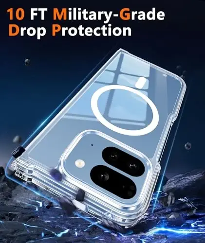 FNTCASE for Google Pixel 10-Pro-Fold Case: Magnetic Clear Military Grade Shockproof Anti Yellowing Slim Phone Cover, Protective Rugged Case for Pixel 10 Pro Fold, Clear - 3