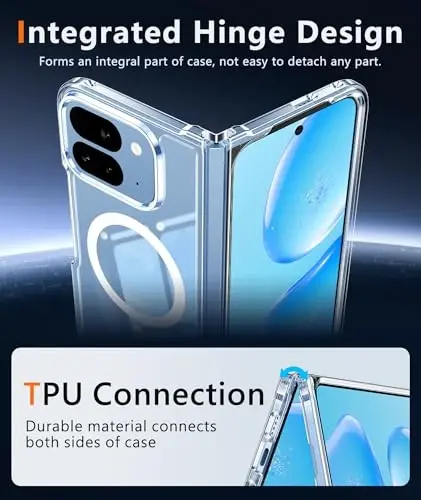 FNTCASE for Google Pixel 10-Pro-Fold Case: Magnetic Clear Military Grade Shockproof Anti Yellowing Slim Phone Cover, Protective Rugged Case for Pixel 10 Pro Fold, Clear - 4