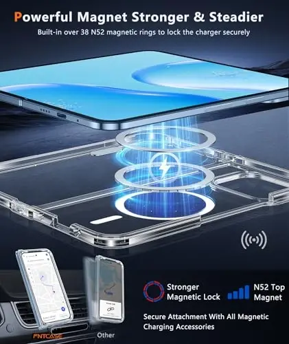 FNTCASE for Google Pixel 10-Pro-Fold Case: Magnetic Clear Military Grade Shockproof Anti Yellowing Slim Phone Cover, Protective Rugged Case for Pixel 10 Pro Fold, Clear - 5