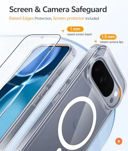 FNTCASE for Google Pixel 10 Pro XL / 9 Pro XL Case, Compatible with Magsafe | Screen Protector, Anti Yellowing, 14FT Military Grade Drop Protection, Shockproof Protective Phone Cover, Transparent Clear - 4