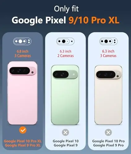 FNTCASE for Google Pixel-10-Pro XL Case: Clear Pixel 9 Pro XL Phone Cases with Screen Protector Slim Rugged Cell Cover Transparent Anti Yellowing Shockproof Protective (Black) - FNTCASE (1)