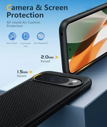 FNTCASE for Google Pixel 10-Pro-XL Case: Pixel 9 Pro XL Shockproof Protective Lightweight Duty Cell Phone Cover Rugged with Non Slip Textured Back - Military Protection Bumper Tough, Black 
