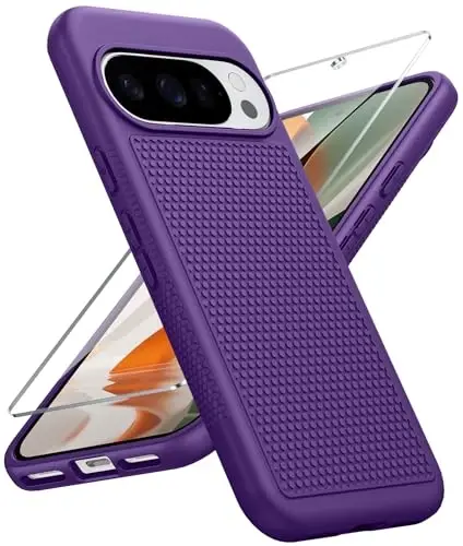 FNTCASE for Google Pixel 10-Pro-XL Case: Pixel 9 Pro XL Shockproof Protective Lightweight Duty Cell Phone Cover Rugged with Non Slip Textured Back - Military Protection Bumper Tough, Purple - 1