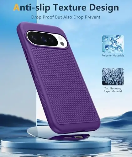 FNTCASE for Google Pixel 10-Pro-XL Case: Pixel 9 Pro XL Shockproof Protective Lightweight Duty Cell Phone Cover Rugged with Non Slip Textured Back - Military Protection Bumper Tough, Purple - 5