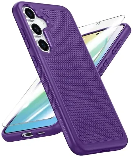 FNTCASE for Samsung Galaxy S25-Plus Case: S24-Plus Dual Layer Heavy Duty Phone Protective Cover Shockproof Rugged with Non-Slip Textured - Military Drop Protection Bumper Tough - 6.7 inch(Purple) 
