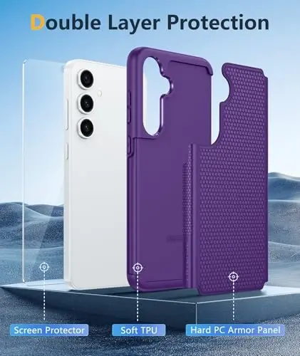 FNTCASE for Samsung Galaxy S25-Plus Case: S24-Plus Dual Layer Heavy Duty Phone Protective Cover Shockproof Rugged with Non-Slip Textured - Military Drop Protection Bumper Tough - 6.7 inch(Purple) - 3