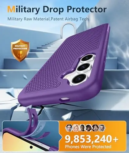 FNTCASE for Samsung Galaxy S25-Plus Case: S24-Plus Dual Layer Heavy Duty Phone Protective Cover Shockproof Rugged with Non-Slip Textured - Military Drop Protection Bumper Tough - 6.7 inch(Purple) - 4