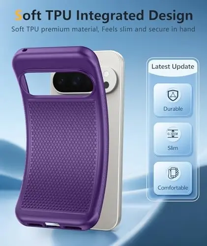 FNTCASE for Google Pixel 10-Pro-XL Case: Pixel 9 Pro XL Shockproof Protective Lightweight Duty Cell Phone Cover Rugged with Non Slip Textured Back - Military Protection Bumper Tough, Purple - 3