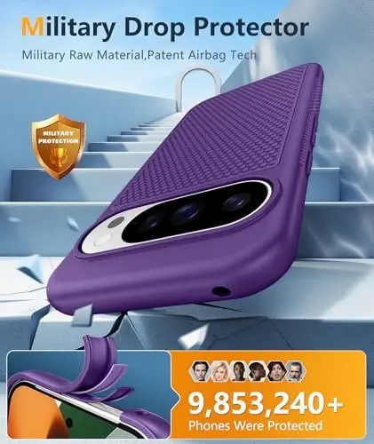 FNTCASE for Google Pixel 10-Pro-XL Case: Pixel 9 Pro XL Shockproof Protective Lightweight Duty Cell Phone Cover Rugged with Non Slip Textured Back - Military Protection Bumper Tough, Purple - 4