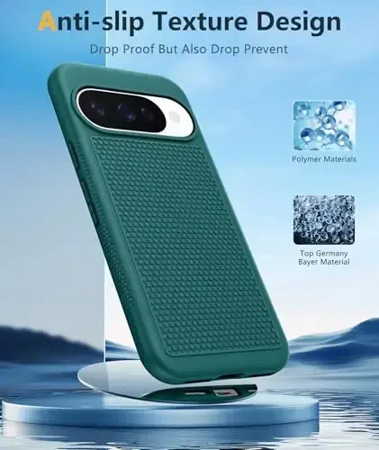 FNTCASE for Google Pixel 10/10 Pro Case: for Pixel 9/9 Pro Soft TPU Protective Lightweight Duty Cell Phone Cover Shockproof Rugged with Non Slip Textured - Military Protection Bumper Tough, Green - 5