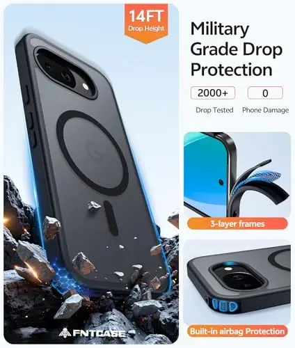 FNTCASE for Google Pixel 10a Case: [Compatible with Magsafe] Translucent Matte Cases with [Screen Protector] Military Grade Shockproof Protective Magnetic Phone Cover for Pixel 10A - Black - 5