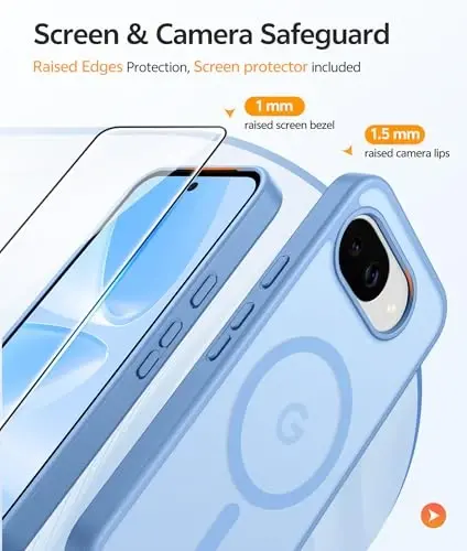 FNTCASE for Google Pixel 10a Case: [Compatible with Magsafe] Translucent Matte Cases with [Screen Protector] Military Grade Shockproof Protective Magnetic Phone Cover for Pixel 10A - Light Blue - 4