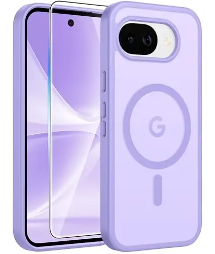 FNTCASE for Google Pixel 10a Case: [Compatible with Magsafe] Translucent Matte Cases with [Screen Protector] Military Grade Shockproof Protective Magnetic Phone Cover for Pixel 10A - Light Purple 