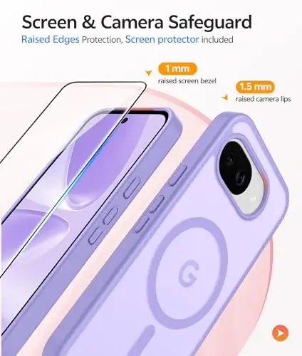 FNTCASE for Google Pixel 10a Case: [Compatible with Magsafe] Translucent Matte Cases with [Screen Protector] Military Grade Shockproof Protective Magnetic Phone Cover for Pixel 10A - Light Purple - 4