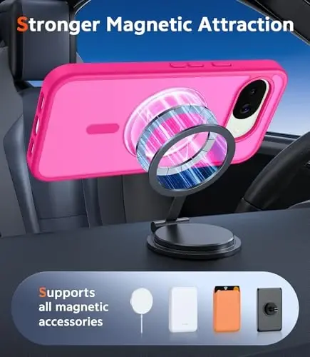 FNTCASE for Google Pixel 10A Case: Frosted Translucent with Screen Protector Shockproof Phone Cover - Matte Military Grade Full Protection Drop Proof TPU Rugged Sturdy Cases - 6.3 inch(Hot Pink Soild) - 4